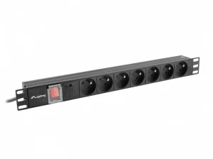 Lanberg Listwa zasilająca Rack PDU 19"  1U 10A 7X 230V PL 2m czarna C14