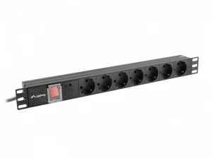 Lanberg Listwa zasilajaca Rack PDU 19"  1U 16A 7X SCHUKO 2m czarna